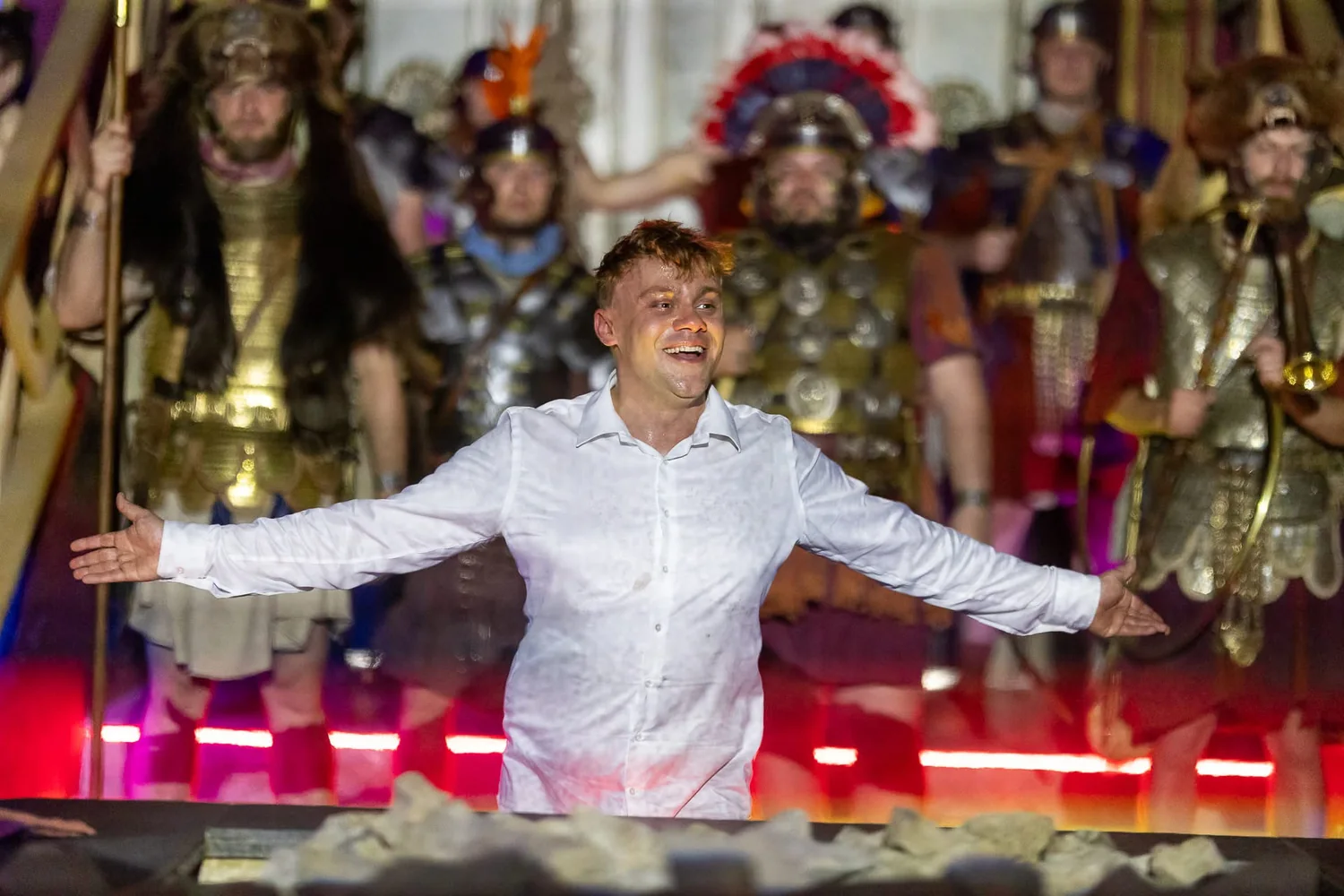 Tomasz Kostek podczas widowiska saunowego